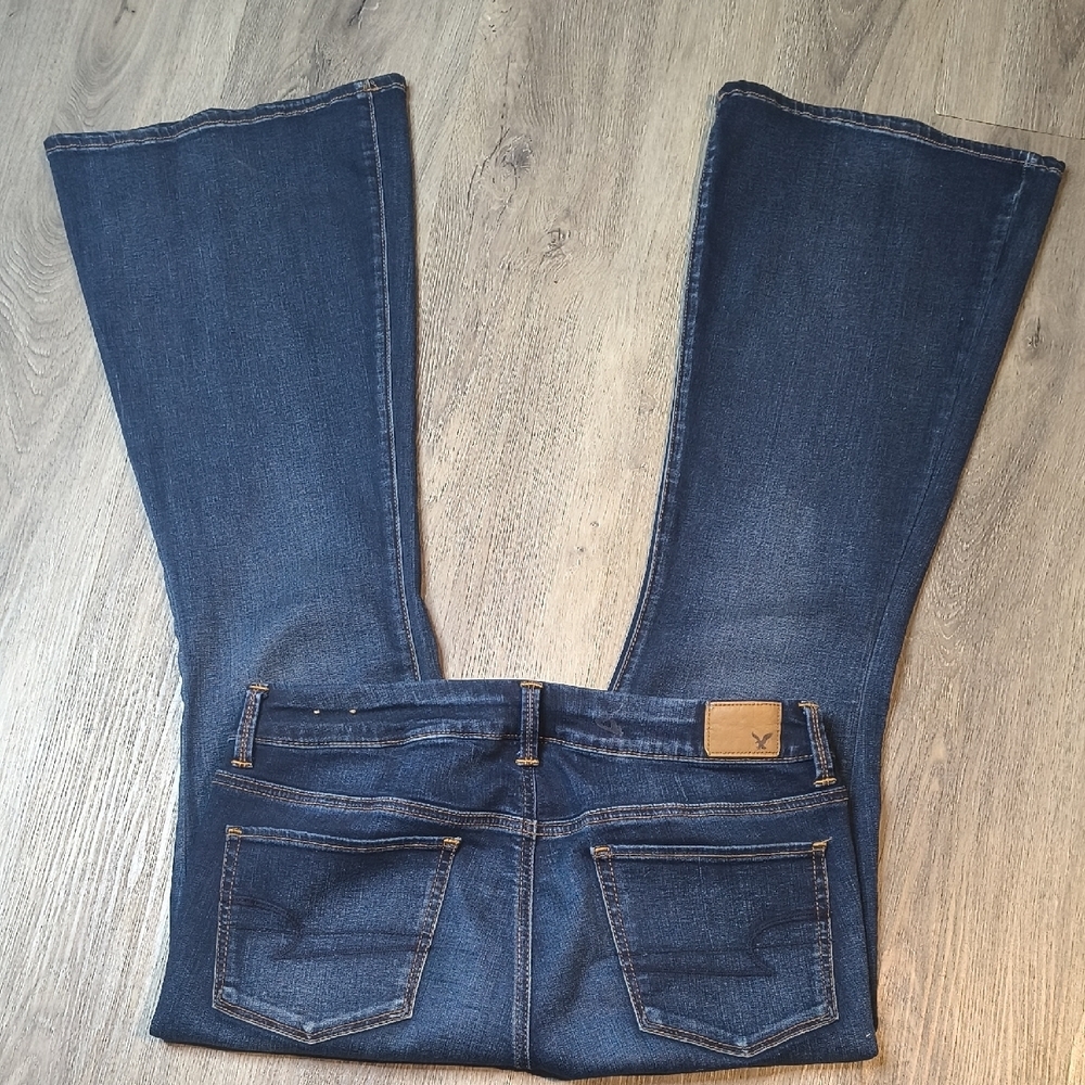 Boho Mid Rise Flare w/29" Inseam🦅 American Eagle Denim Jeans Size 10 sac341 - Picture 3 of 6
